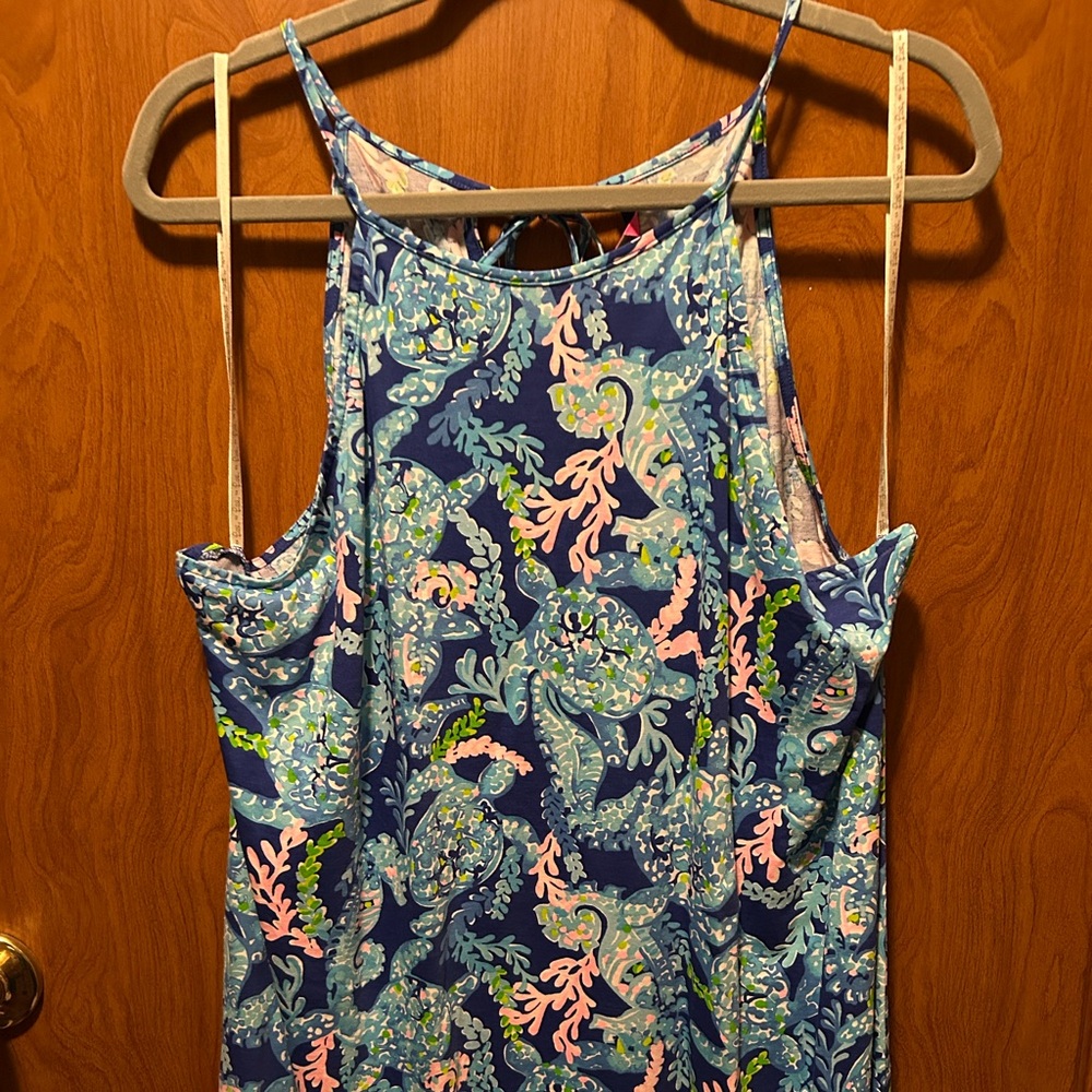 New condition Lilly Pulitzer Blue and Pink Turtle Patterned Dress Vibrant colors